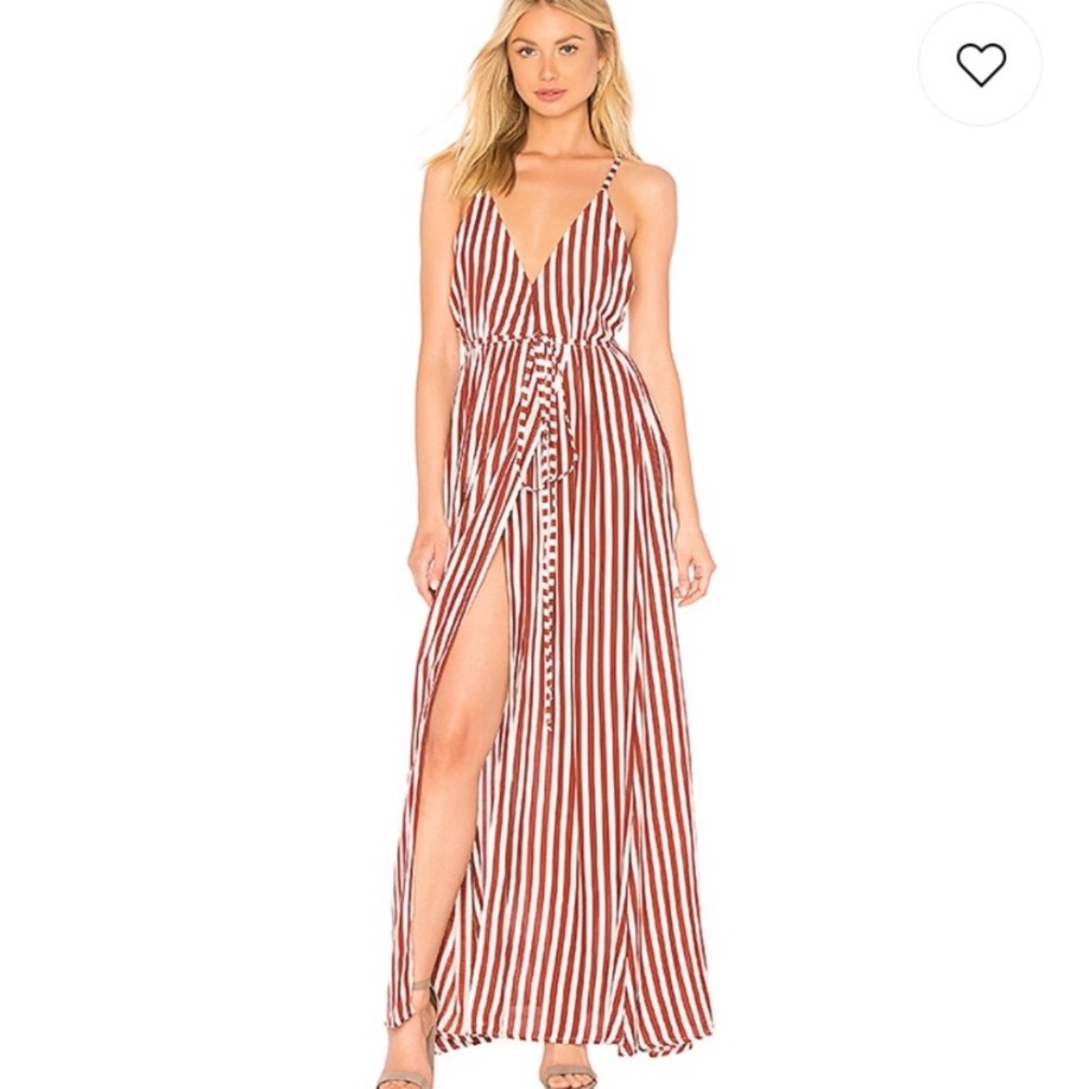Red and White Striped Maxi Dress